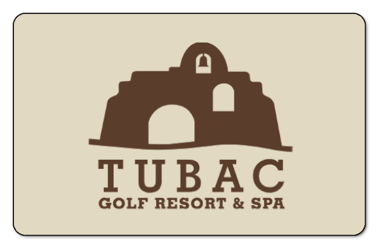 tubac logo over sky view of golf course